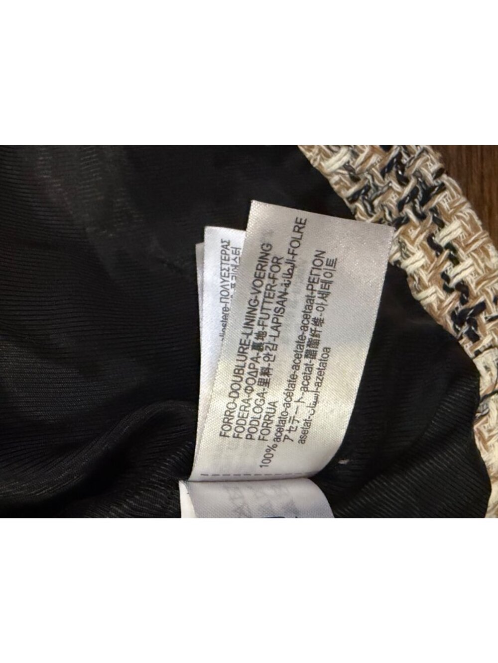 Zara Women’s Tweed Jacket Cream/Black Plaid Sz Large - Picture 7 of 12